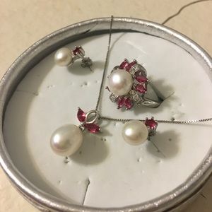 Ring, earring set, and necklace